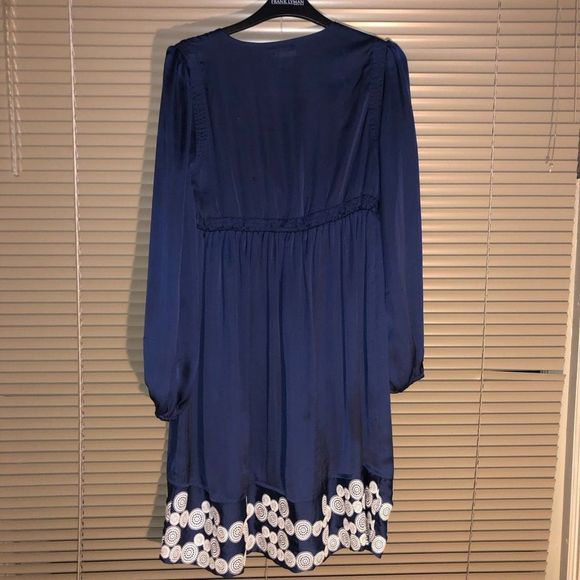 Lucca Navy Blue with White Button Geometric Dress Size Small - Picture 2 of 5